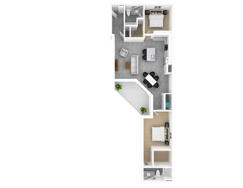 2 Bed 2 Bath, 1,431 sq ft, Cedar Floorplan at The Whit in Indianapolis, IN 46204